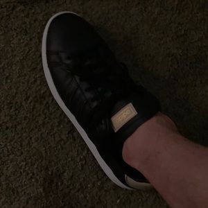 Adidas 11 1/2 black on black with gold lettering